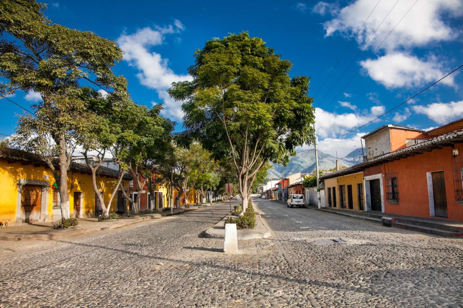 A broad colonial street in Antigua, Guatemala