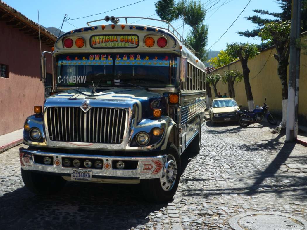 Chicken bus in Antigua, Guatemala