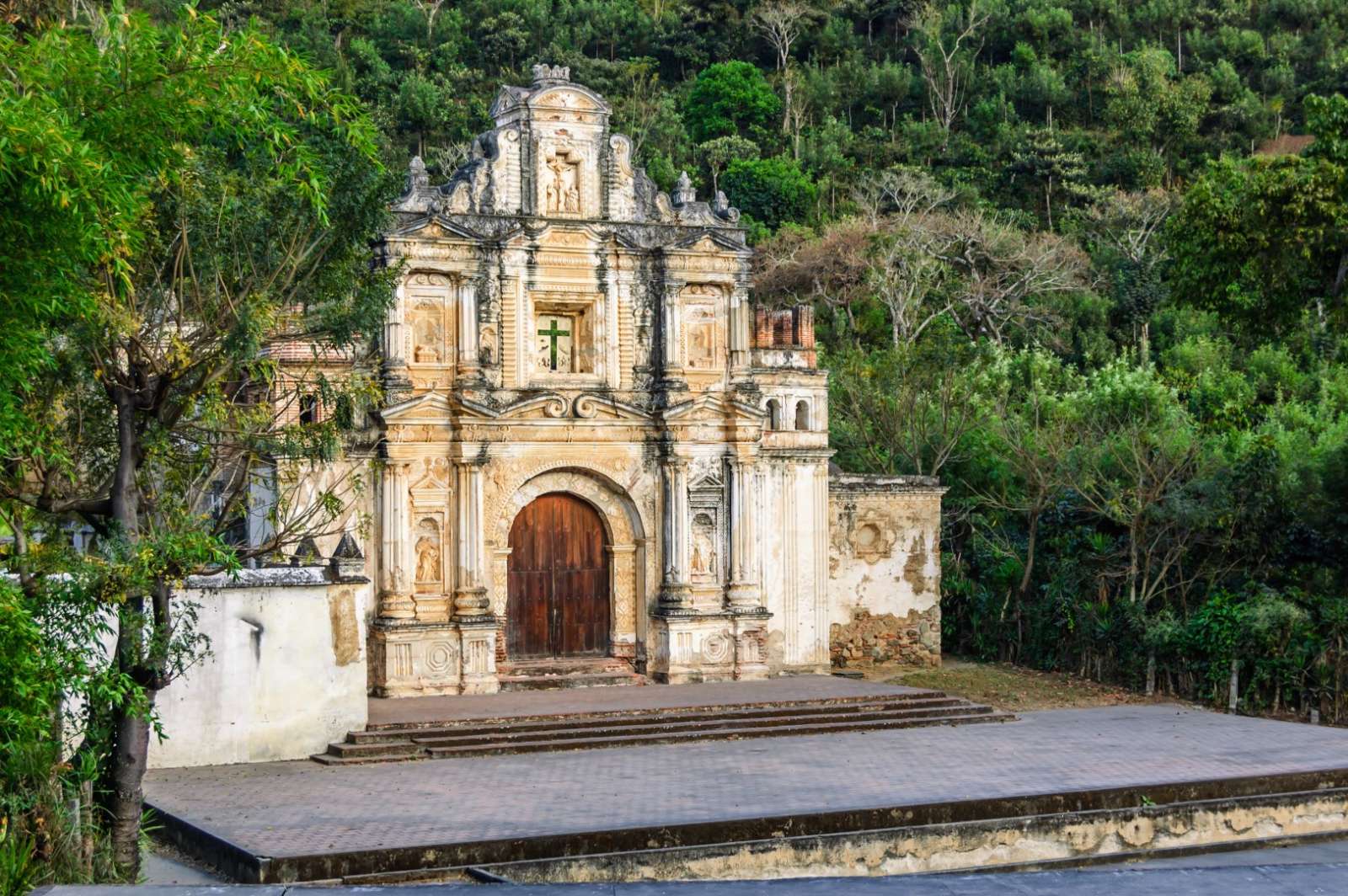 Ruins of Ermita De La Santa Cruz in Antigua, Guatemala