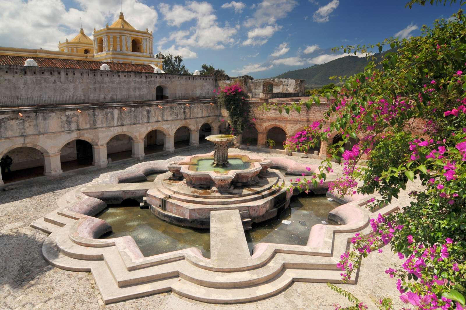 Courtyard at La Merced church in Antigua, Guatemala