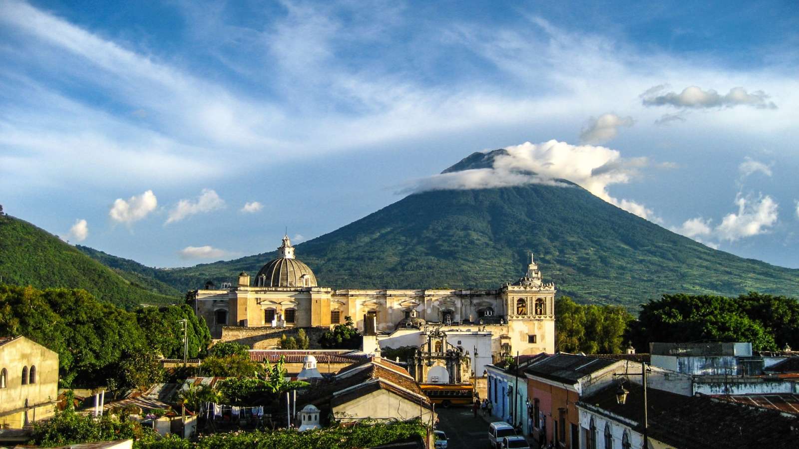 View over rooftops of Antigua, Guatemala