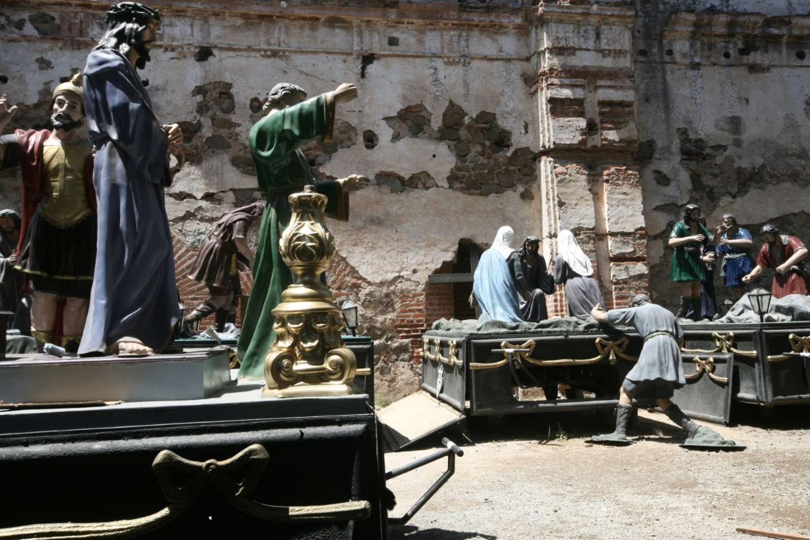 Procession statues for Semana Santa in Antigua, Guatemala