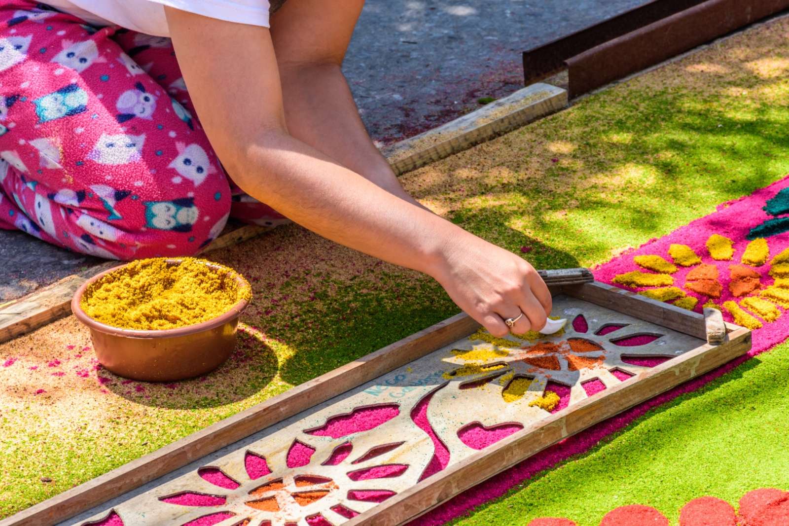 Street decoration during Easter week in Antigua, Guatemala