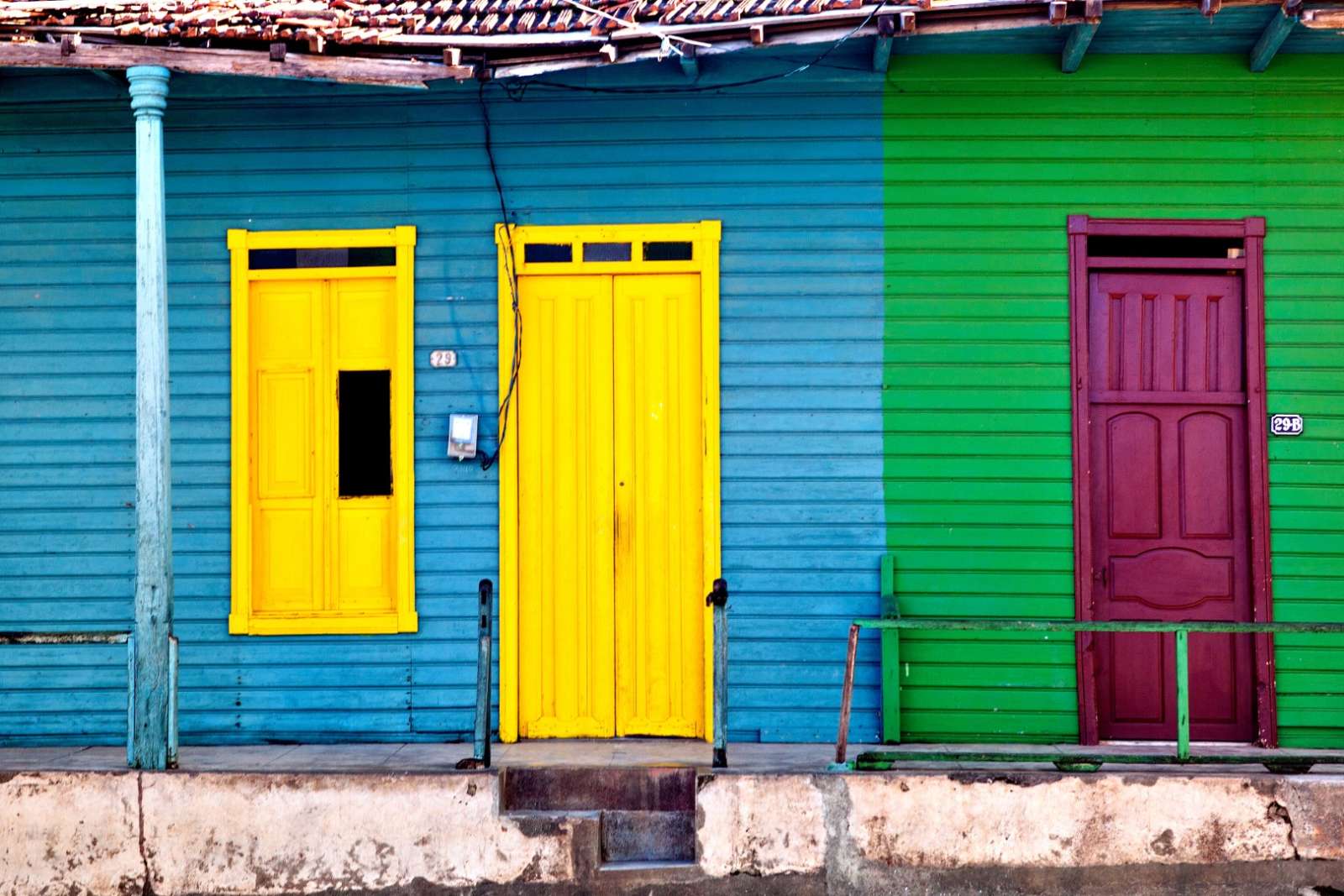 Colourful houses in Baracoa Cuba