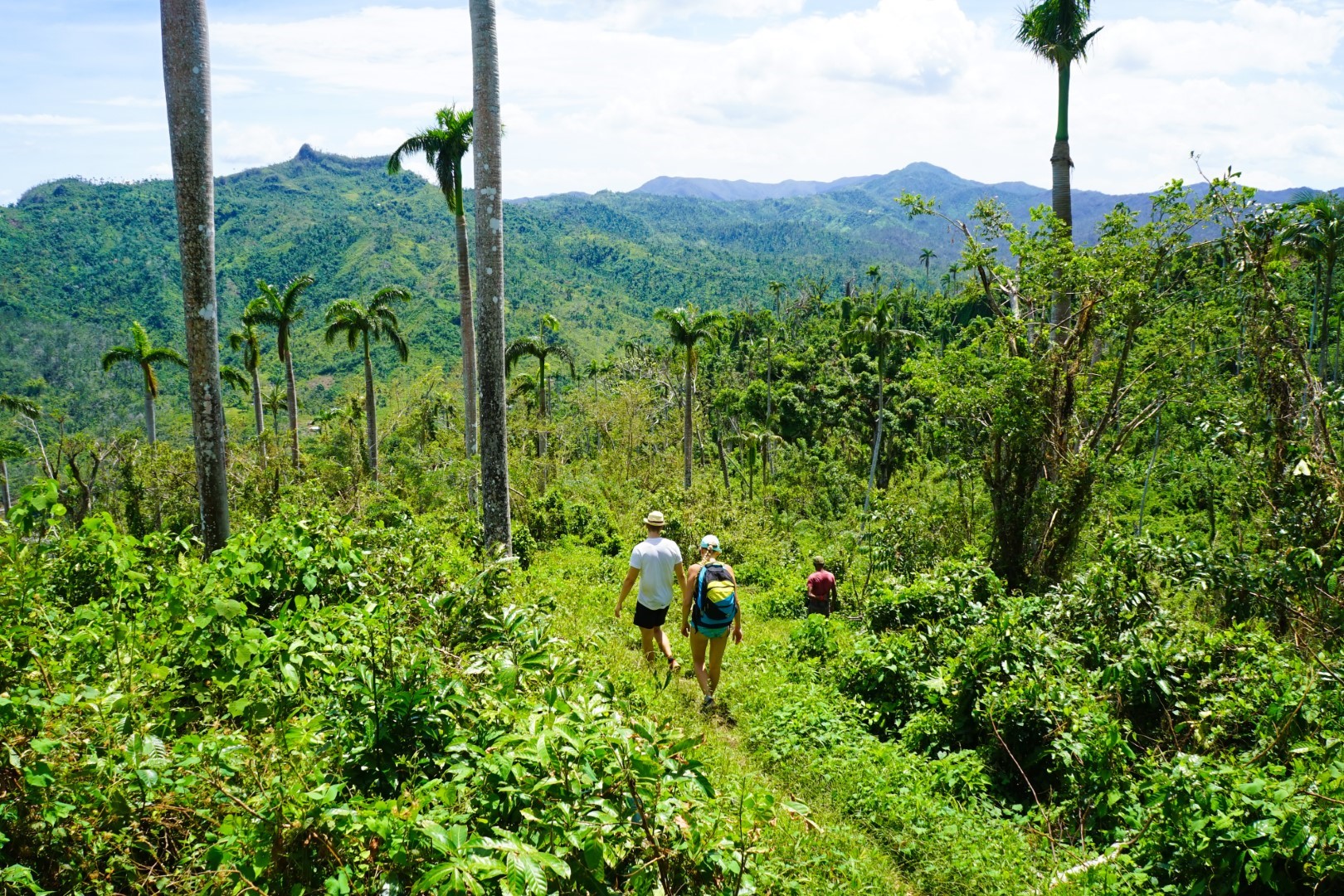 Couple hiking in the Baracoa countryside
