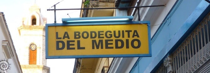 The Bodeguita del Medio bar in Havana, made famous by Ernest Hemingway