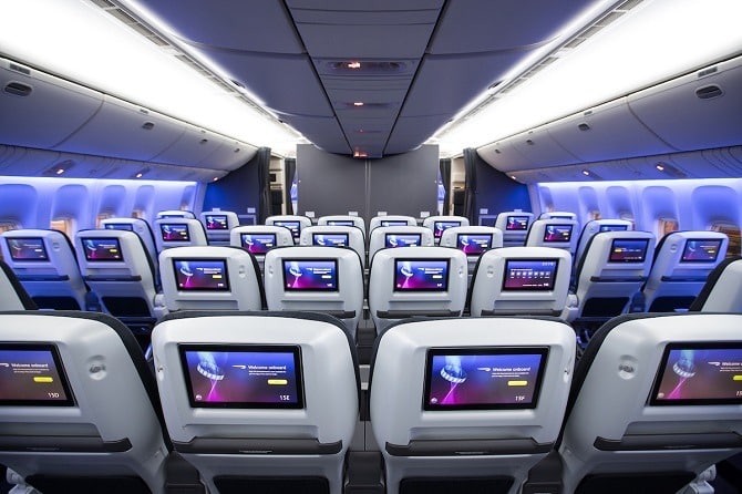 New British Airways World Traveller Plus cabin from Gatwick