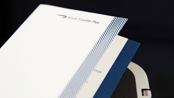 New British Airways menus for World Traveller Plus