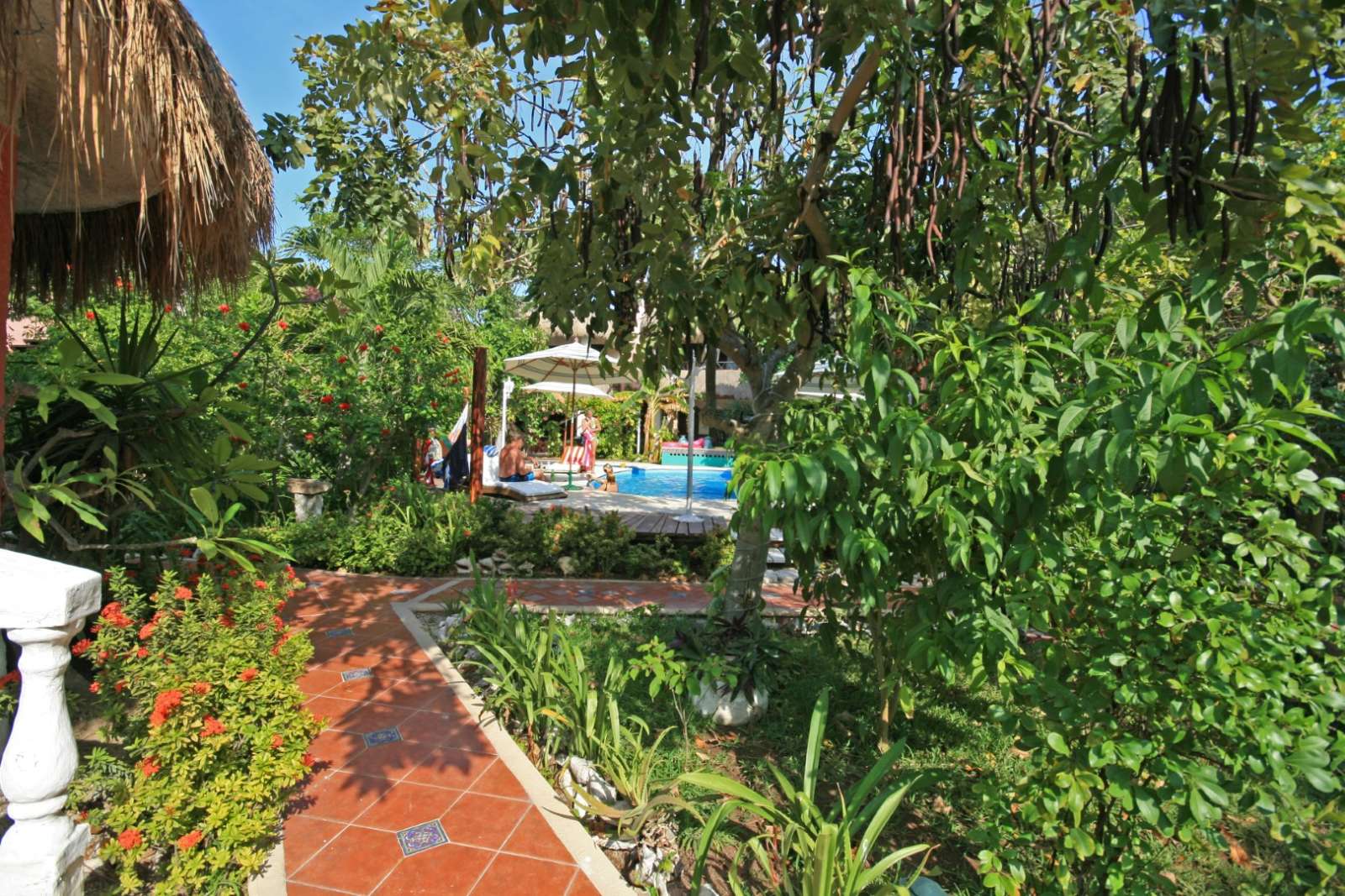 Gardens and pool at Cabanas Maria Del Mar, Isla Mujeres