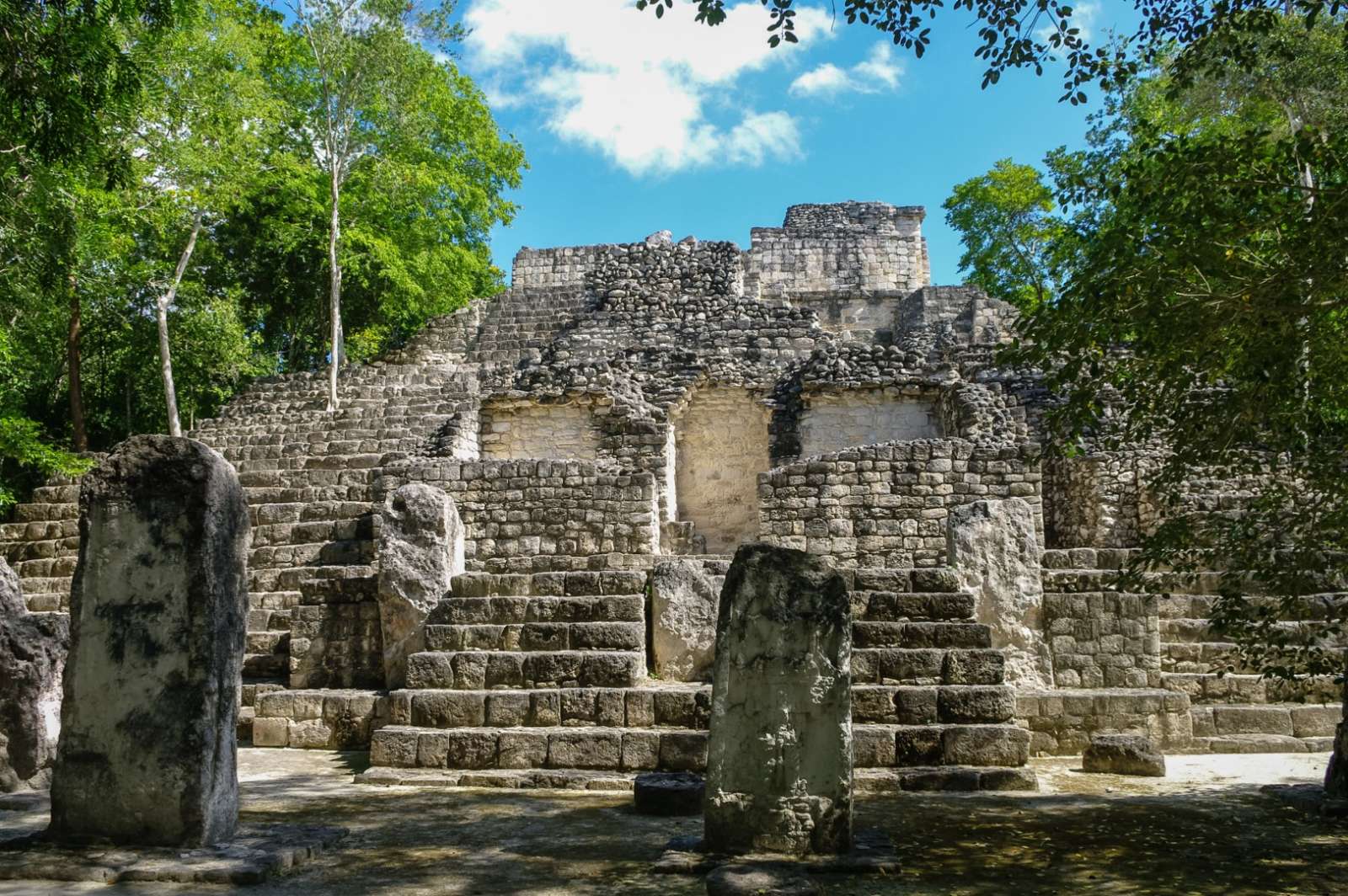 Steps and stelae at Calakmul in Mexico