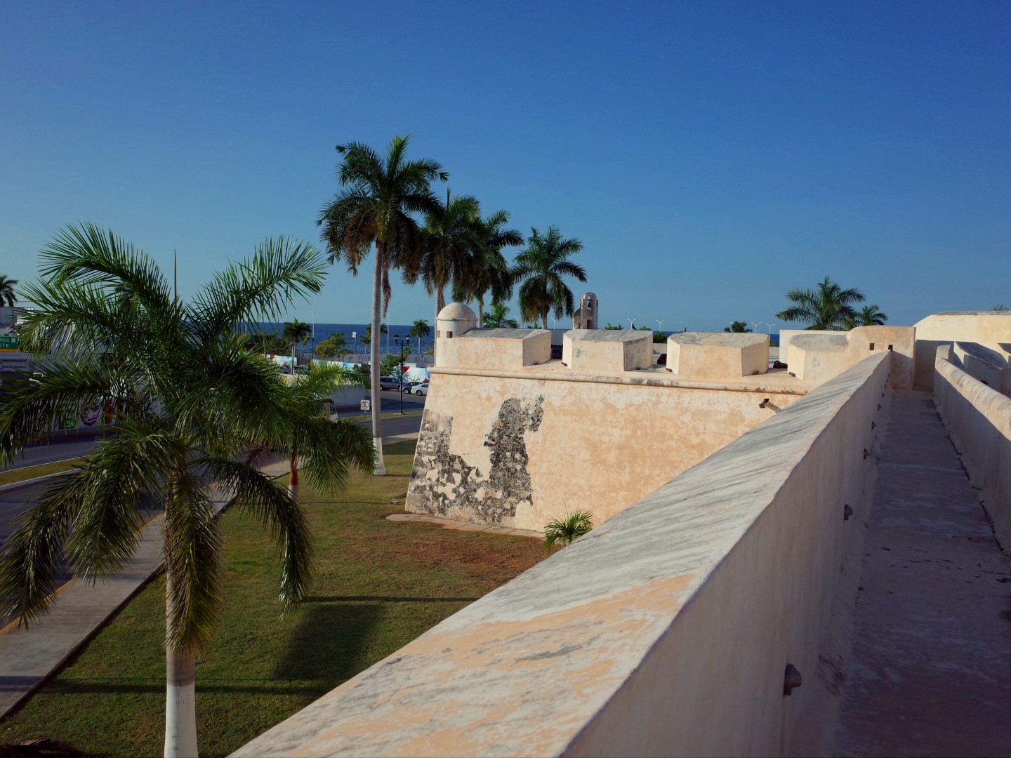 Old city wall in Campeche Mexico