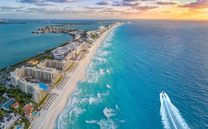 Aerial view of Cancun