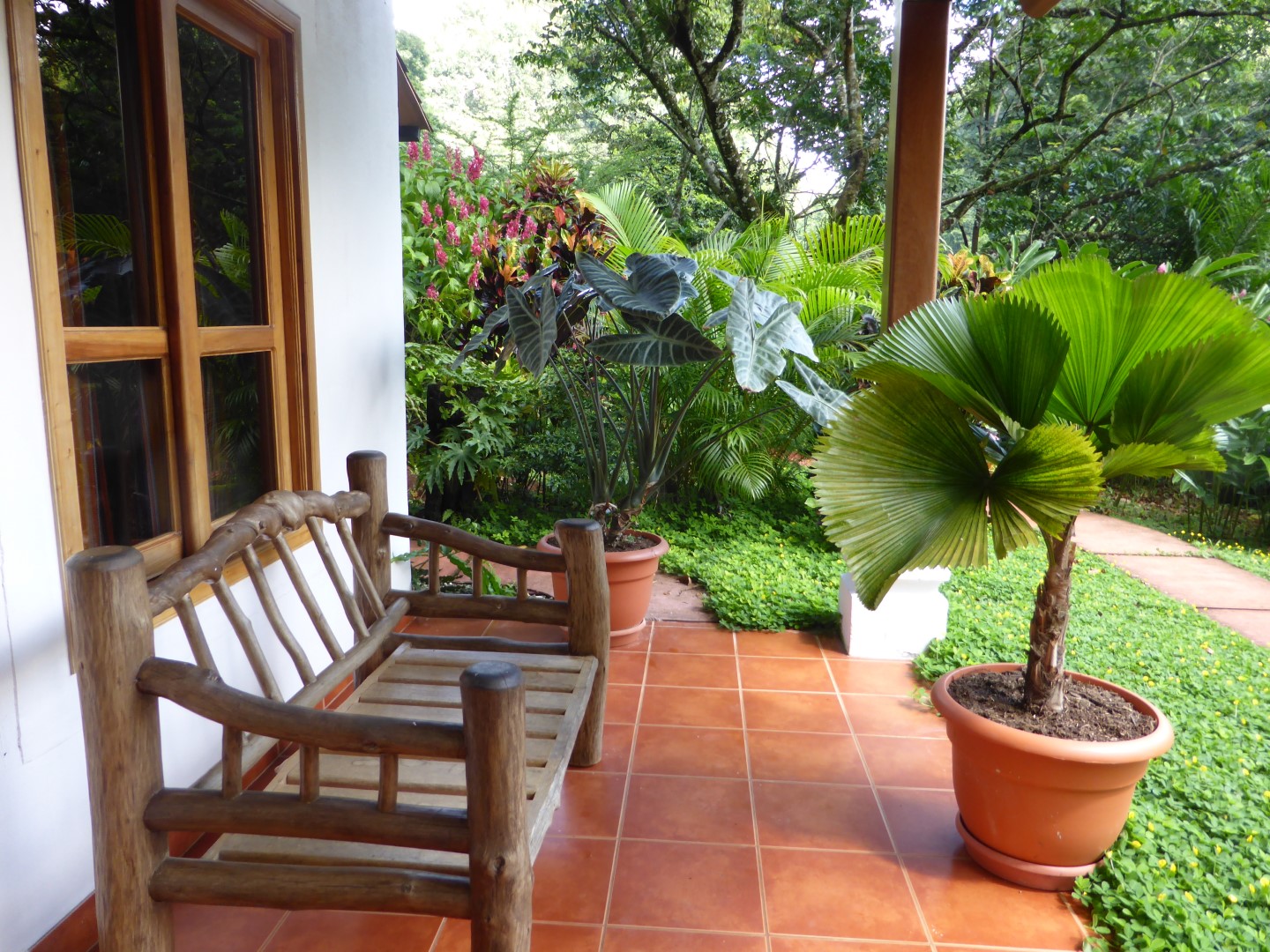 Bench on room terrace at Candelaria Lodge hotel