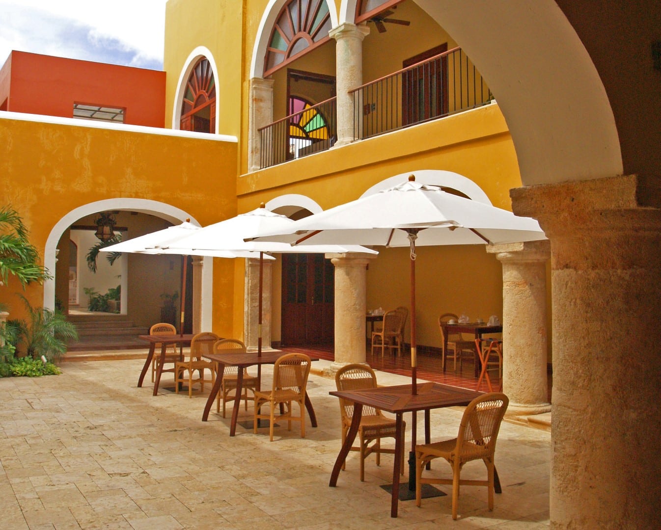 Courtyard seating at Casa Don Gustavo in Campeche