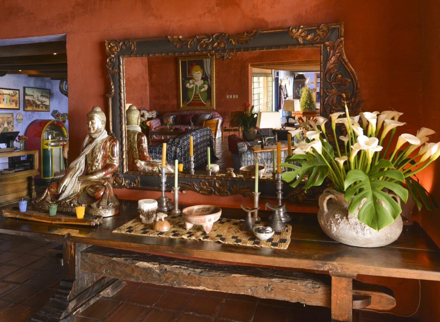 Artwork and mirror at Casa Palopo in Lake Atitlan