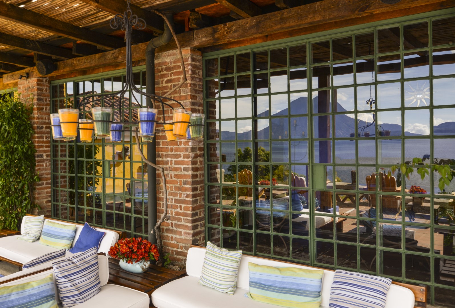 Reflection in window at Casa Palopo in Lake Atitlan