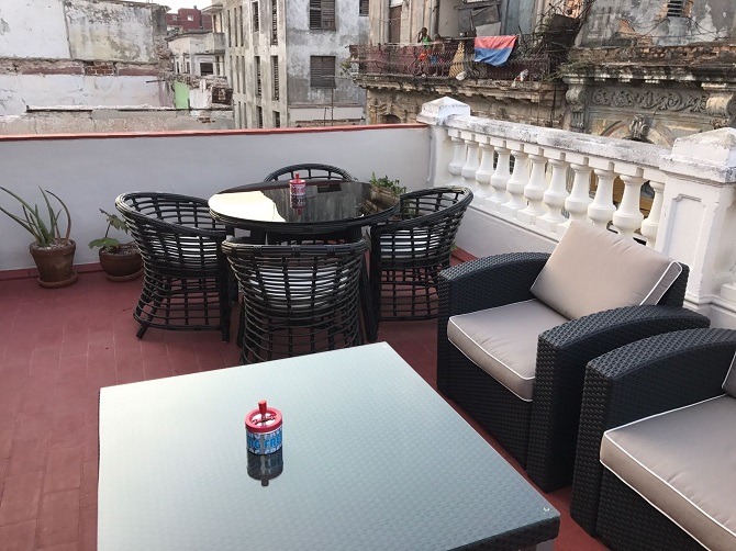 The roof terrace at Casa El Madero in Old Havana, Cuba