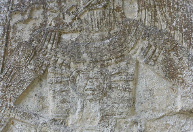 Detail of a stelae at Ceibal Guatemala