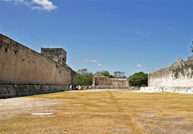 The ballcourt at the Mayan ruins of Chichen Itza