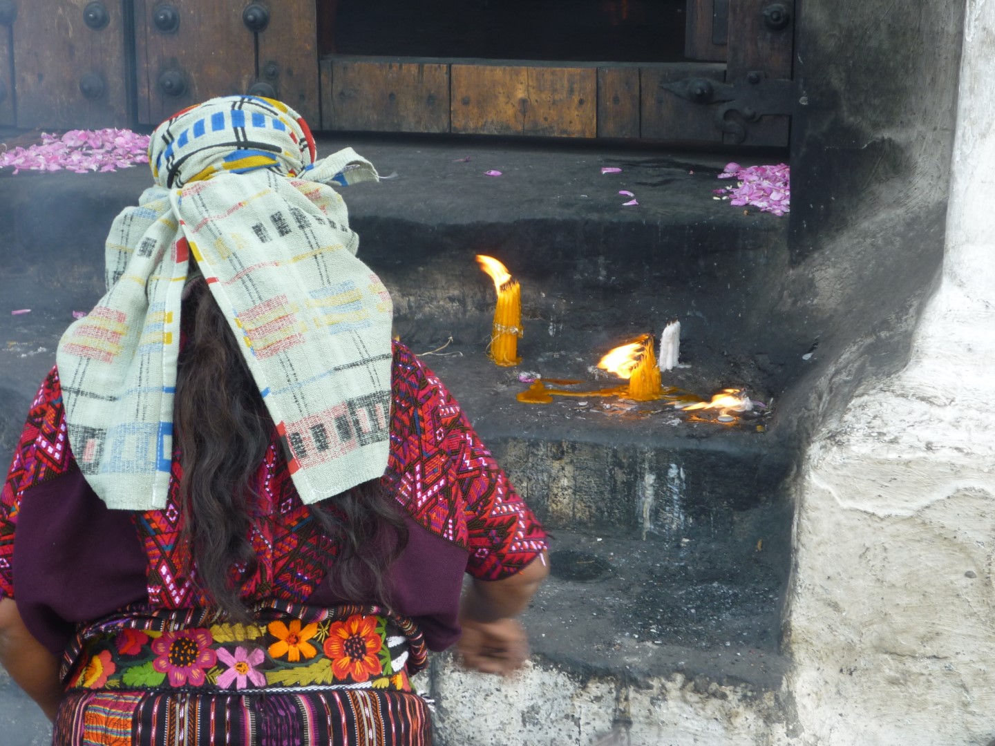 Church offering in Chichicastenango, Guatemala