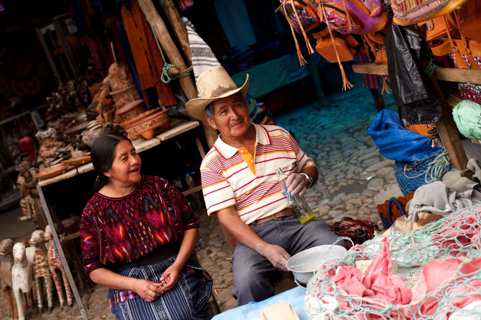 Main in pointy hat at Chichicastenango, Guatemala