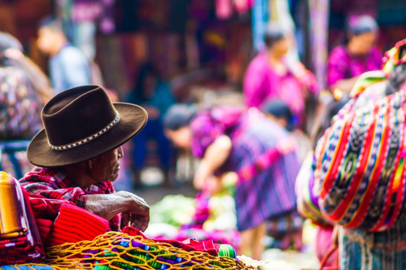 Man in hat at Chichicastenango, Guatemala