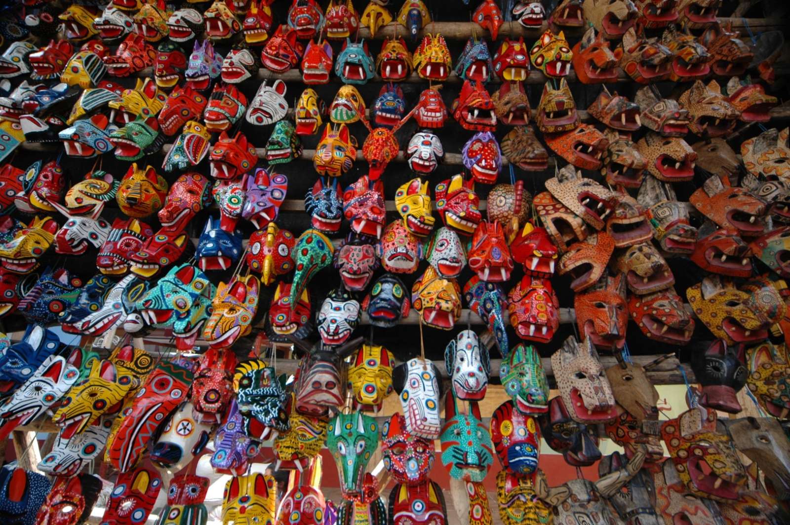 Traditional masks for sale in Chichicastenango, Guatemala