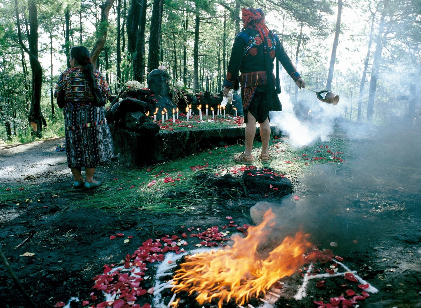 Religious cerememy at Pascual Abaj in Chichicastenango, Guatemala