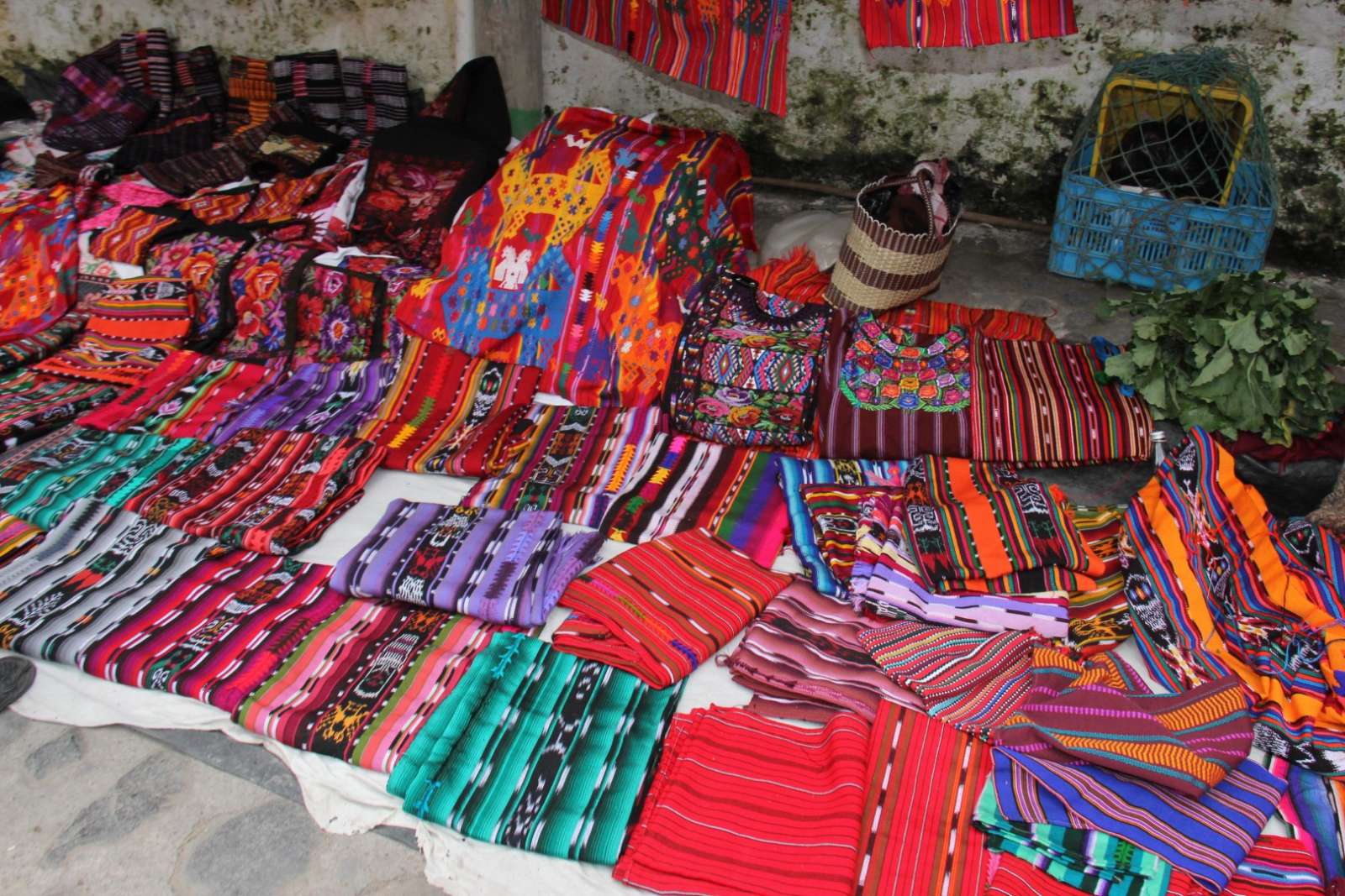 Floor stall at the market in Chichicastenango, Guatemala