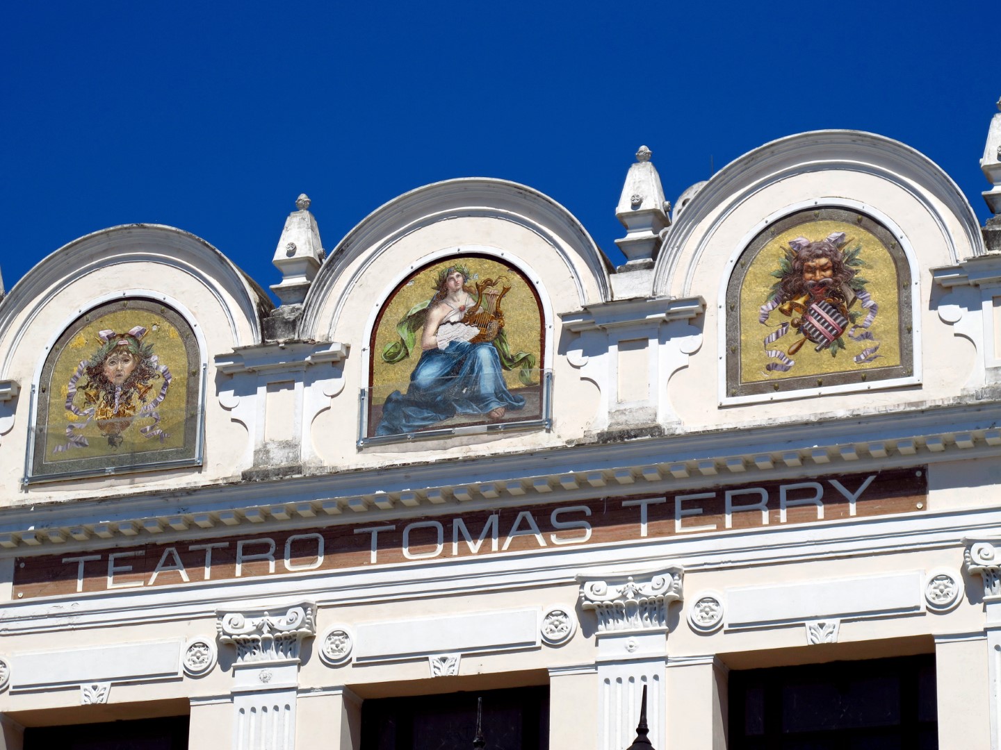 The Teatro Tomas Terry sign in Cienfuegos, Cuba