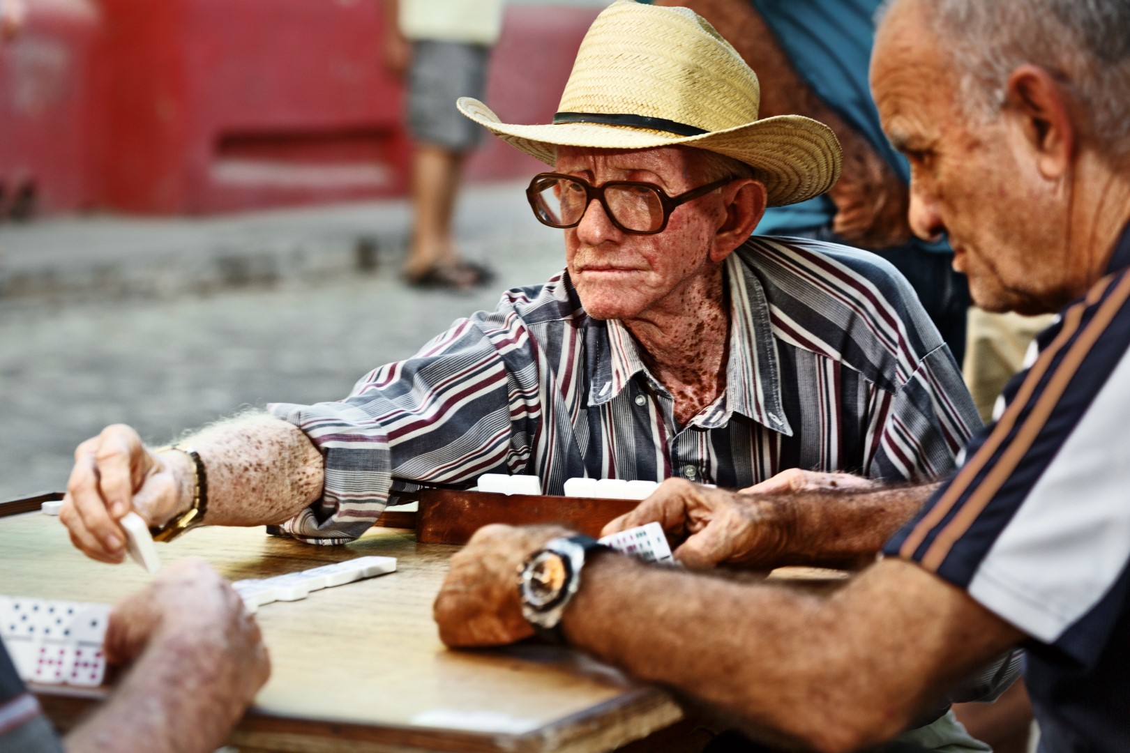 Old men playing dominos in Trinidad, Cuba