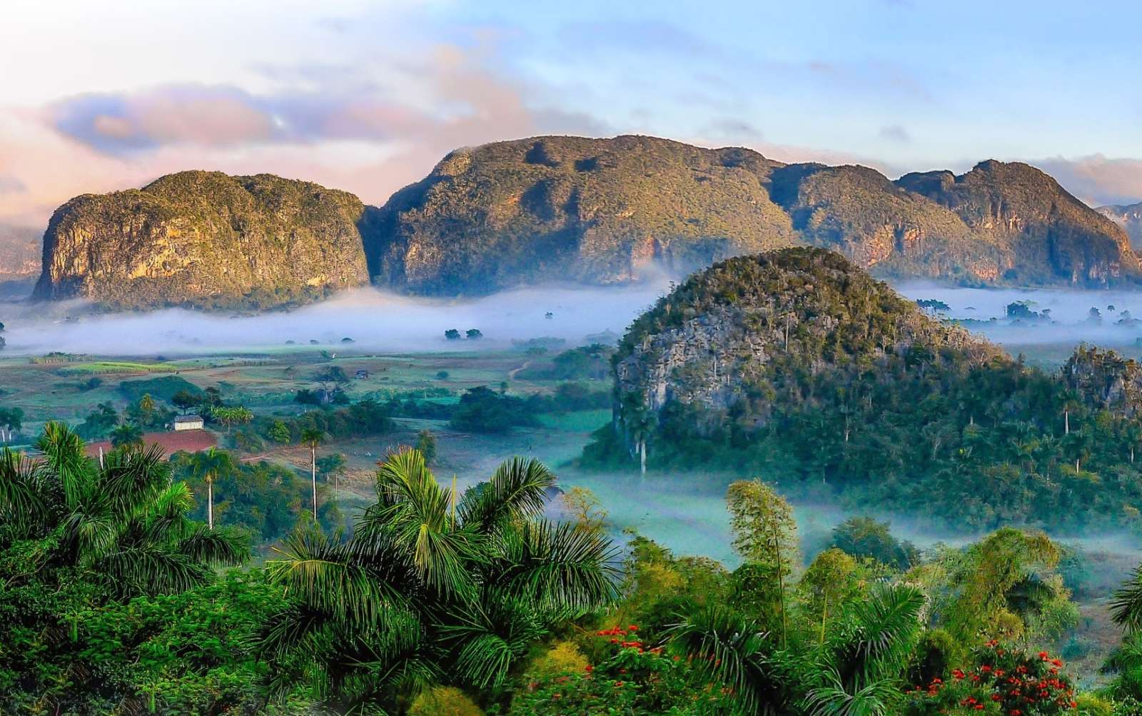 The Vinales Valley in Cuba shrouded in mist
