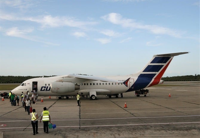 A Cubana Airlines AN 158 at Santiago de Cuba airport