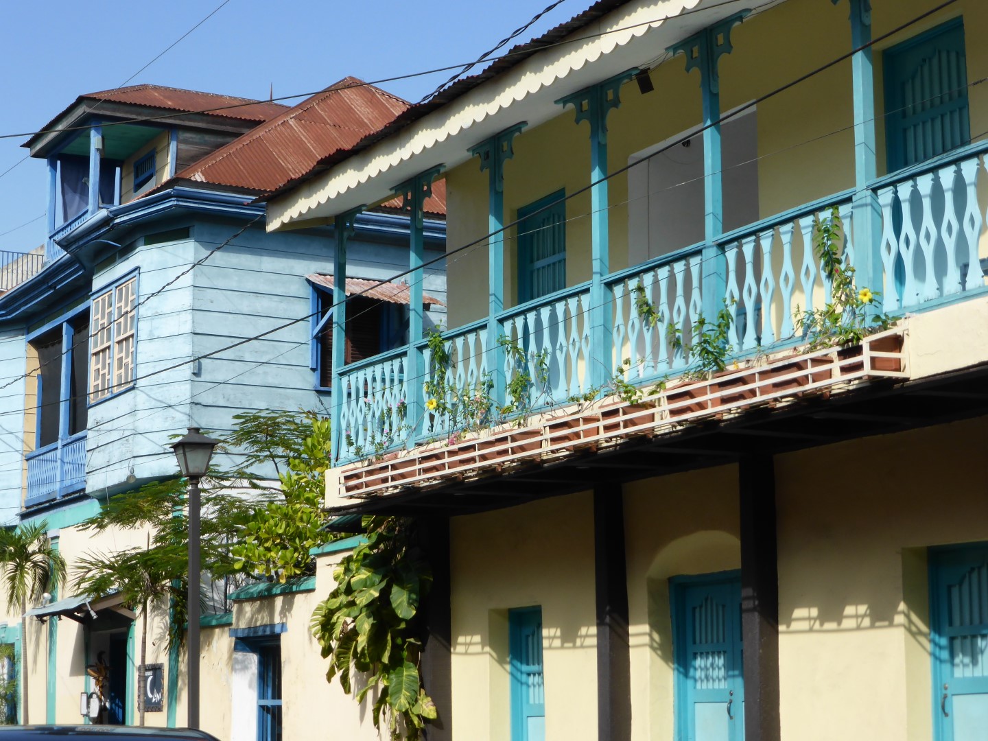 Traditional balcony in Flores, Guatemala