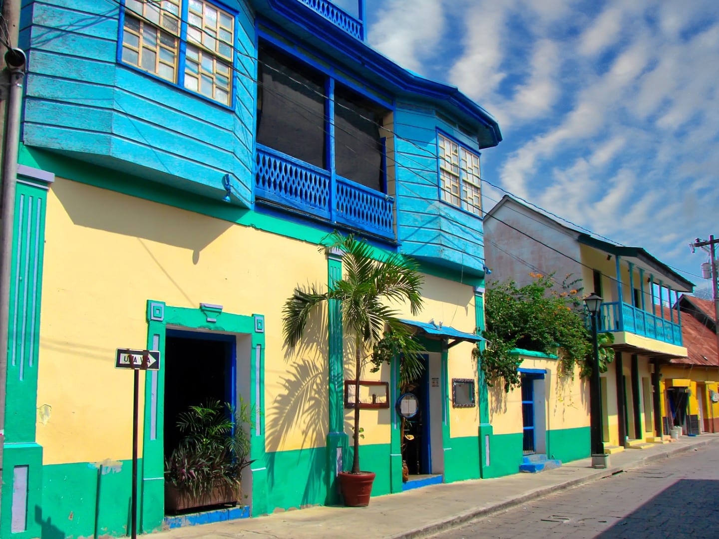 Attractive street in Flores, Guatemala