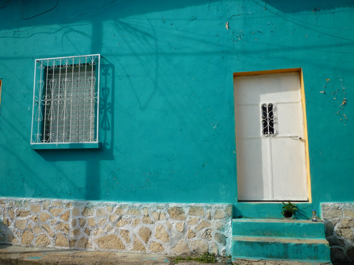 Blue house in Flores, Guatemala