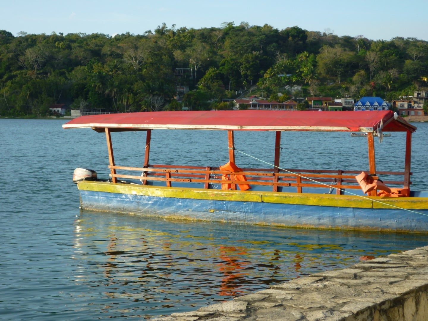 Water taxi in Flores, Guatemala