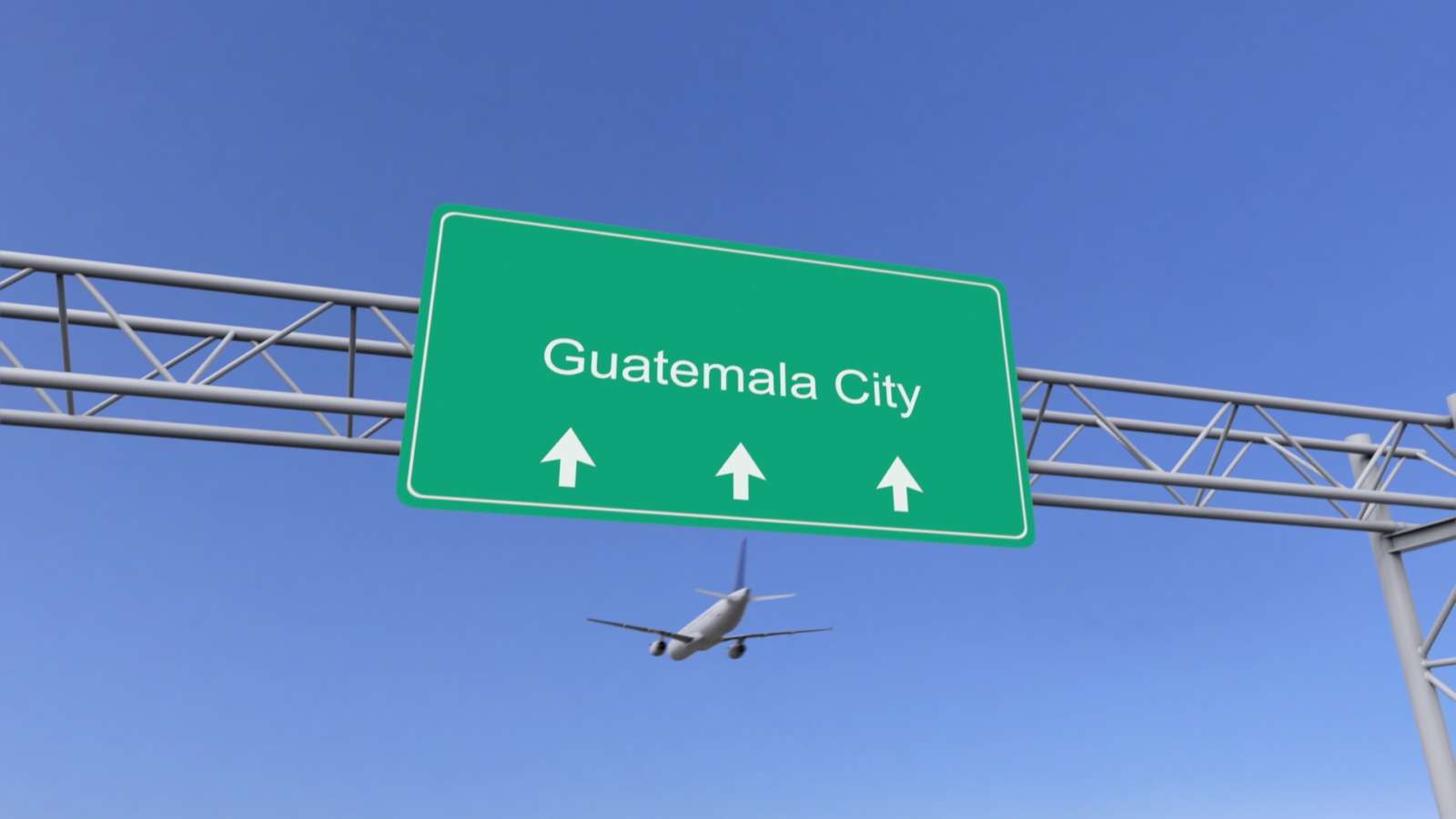 Guatemala City sign with plane