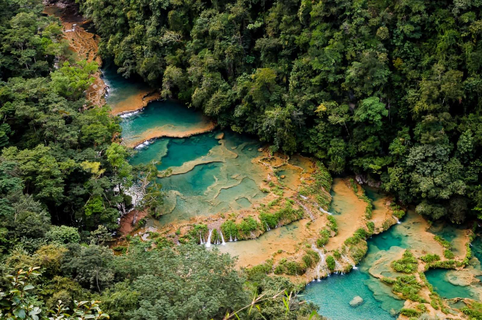 Aerial shot of Semuc Champey in Guatemala