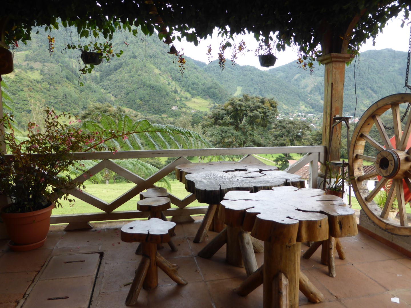 Table with view at Hacienda Mil Amores in Ixil Triangle, Guatemala