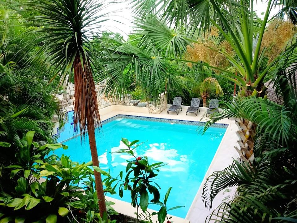Swimming pool at Dining area of Hacienda Santo Domingo in Izamal