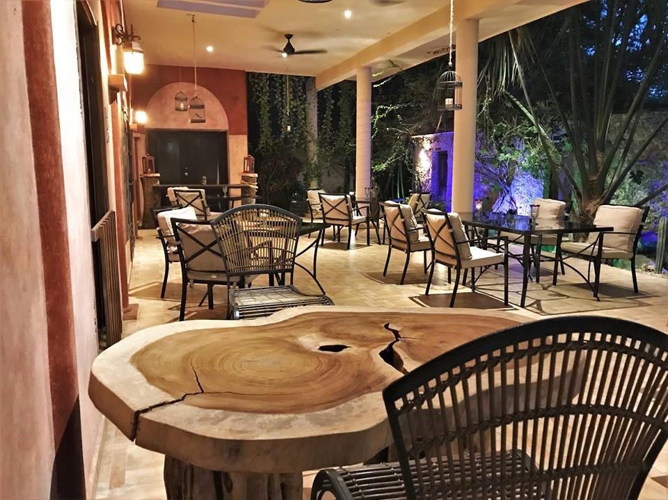 Tables at Dining area of Hacienda Santo Domingo in Izamal