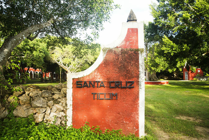 Entrance sign to Hacienda Ticum near Izamal