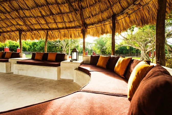 Palapa seating at Hacienda Ticum near Izamal