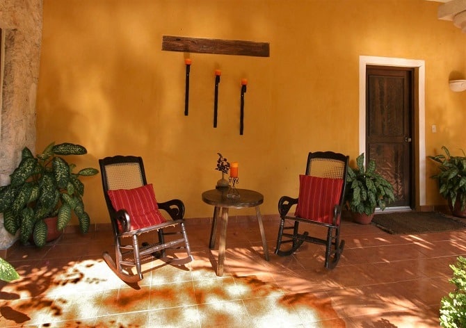 A room terrace at the Hacienda Chichen Itza in the Yucatan Peninsula