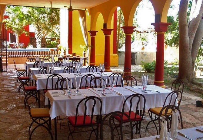 The restaurant at the Hacienda Santa Cruz in the Yucatan Peninsula