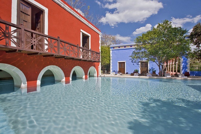 The swimming pool at the Hacienda Santa Rosa in the Yucatan Peninsula