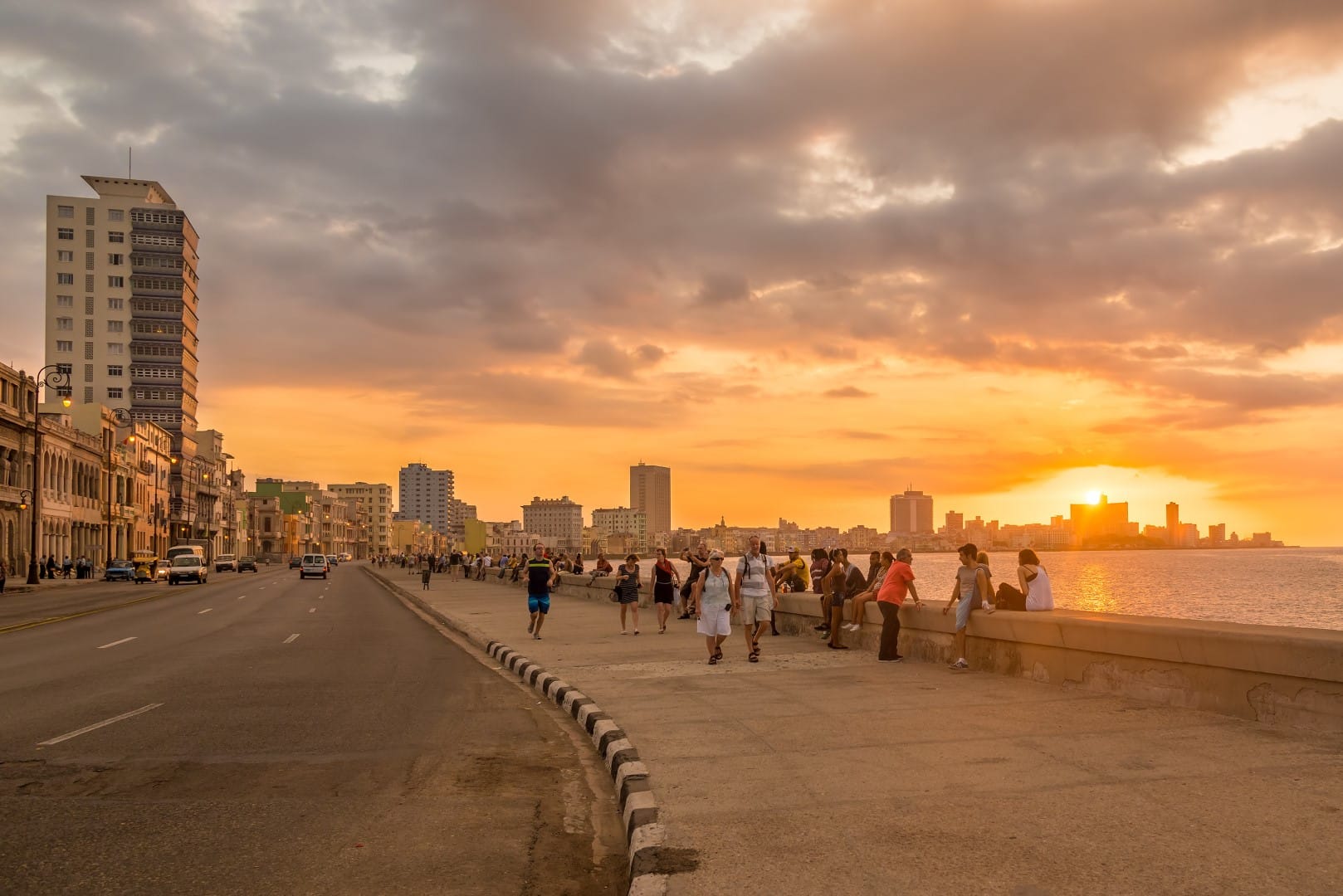 Sunset over the Malecon in Havana, Cuba