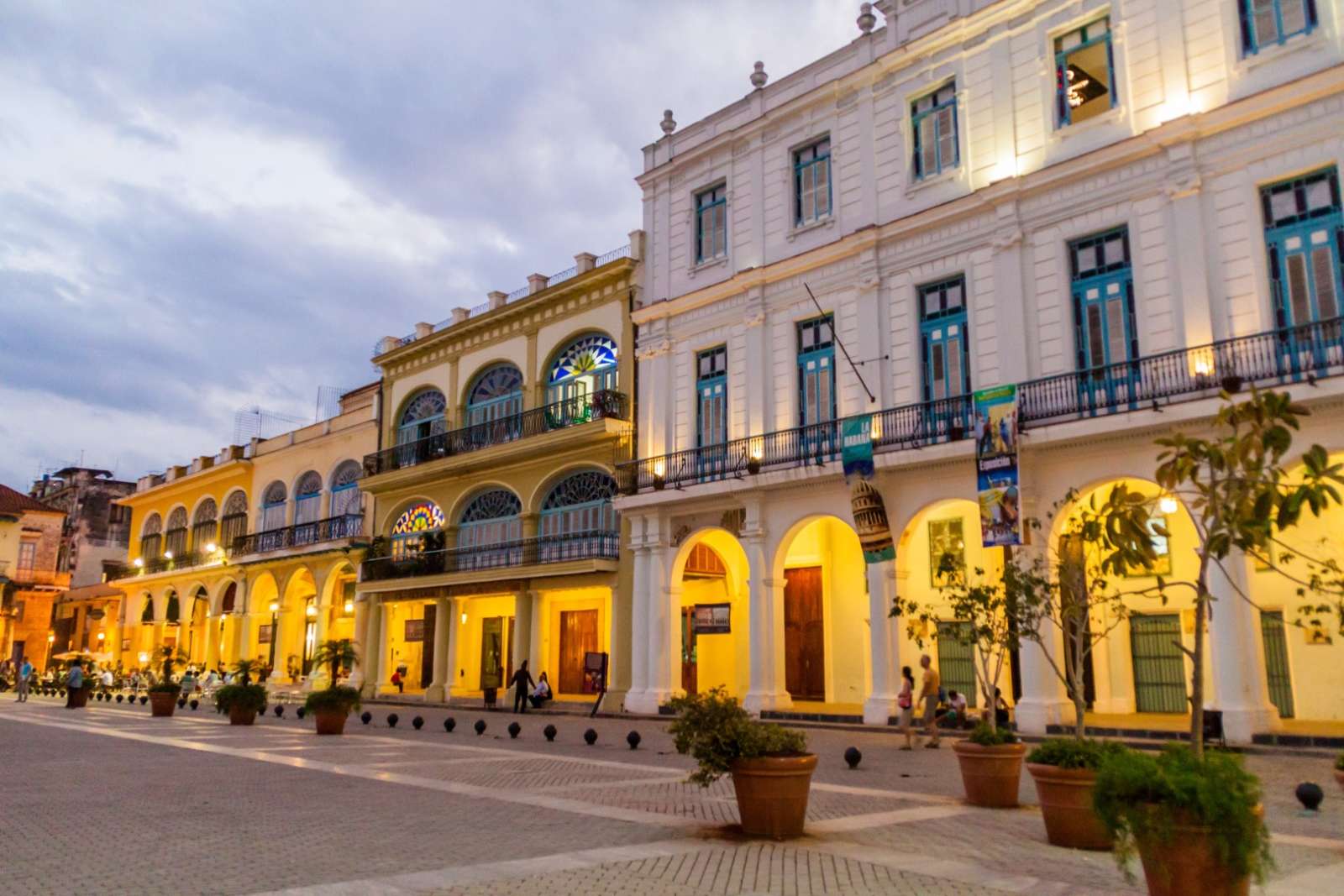 Plaza Vieja in Old Havana at dusk