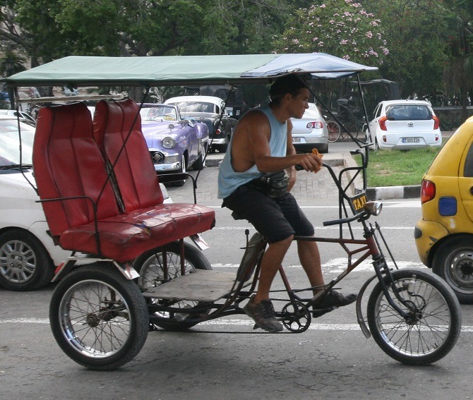 A cycle rickshaw in Old Havana, Cuba